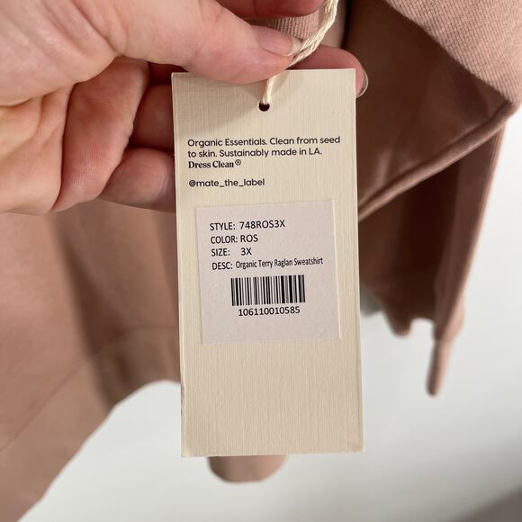 Mate The Label Size 3X Rose Pink Organic Terry Sweatshirt New With Tags - Picture 6 of 11